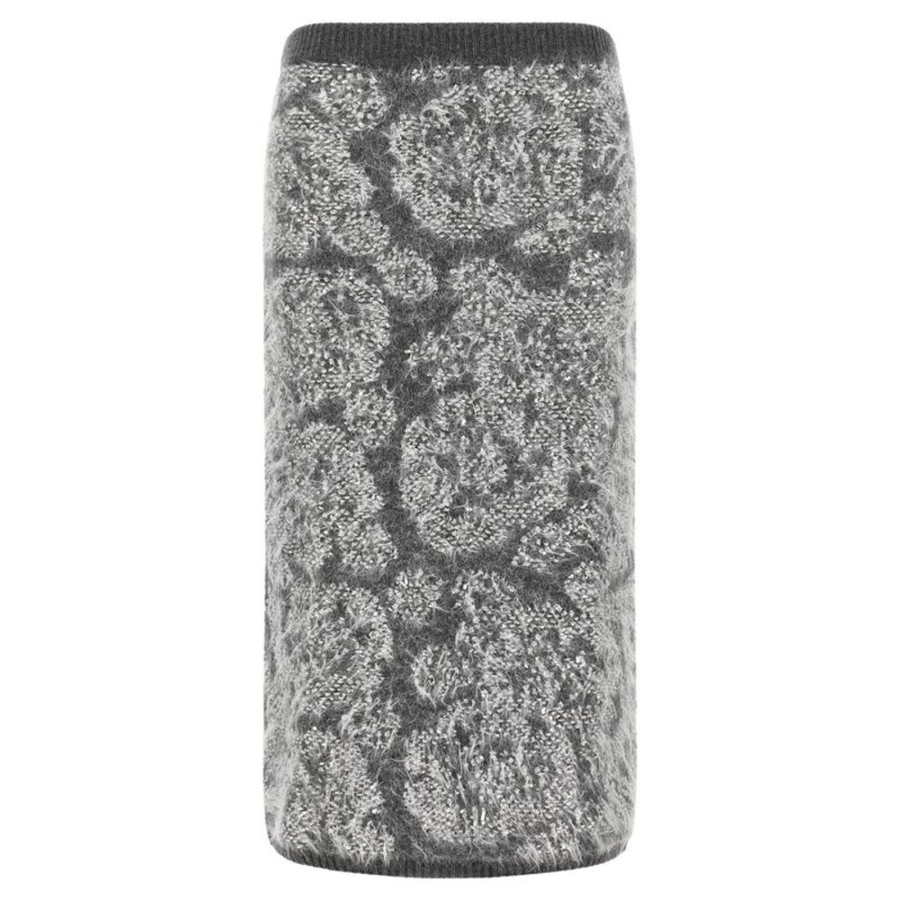 NUDE Gray Wool Midi Women's Skirt